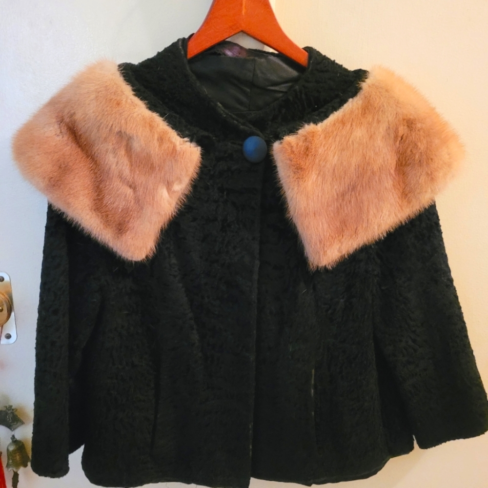 Vintage Lambs Wool and Fur Collar Jacket
